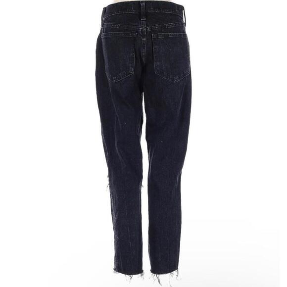 Abercrombie & Fitch High Rise Mom Jean Black Size 27 / 4S Frayed Hems Distressed - Picture 3 of 6